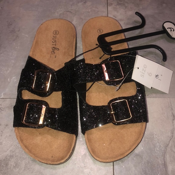 Black glitter summer slide sandal size 6 women brand new clogs spring shoe - Picture 1 of 5